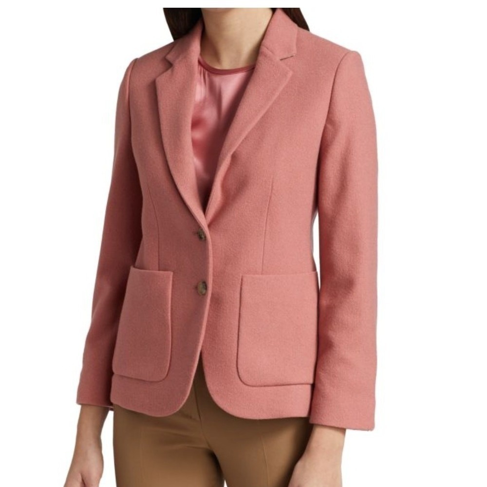 Max Mara Blazer Women Size 12 Large Pink John Cashmere Textured Italian Jacket